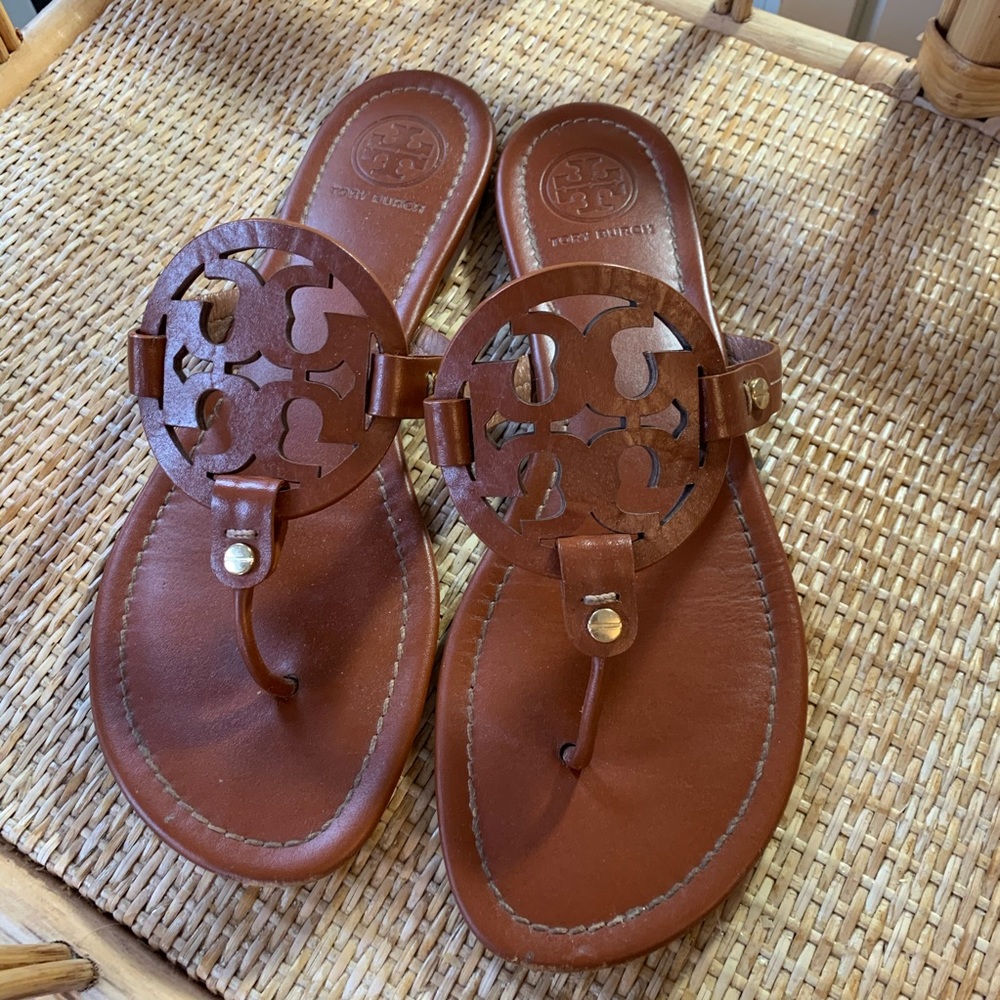 Tory Burch Vintage Vachetta Leather Miller Sandals Size 9 - Picture 8 of 8